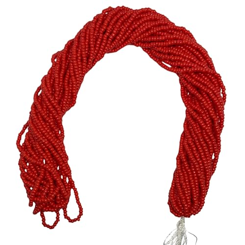 11/0 Glass Seed Beads, 12 String Hanks, Small Craft Beads, 2 mm (Dark Red) - color: Dark Red