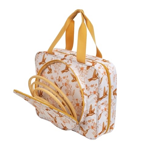 Portable Square Cross Stitch Starter Kits Bag Embroidery Project Bag Embroidery Tool Storage Tote Bag with Multifunctional Pockets, Bag Only (Bird Pattern) - color: Bird Pattern