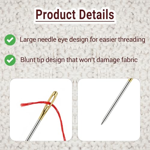 100pcs Cross Stitch Needles Hand-Stitched Embroidery, Embroidery Hand Needles Sewing Needles for Cross Stitching - Size 24