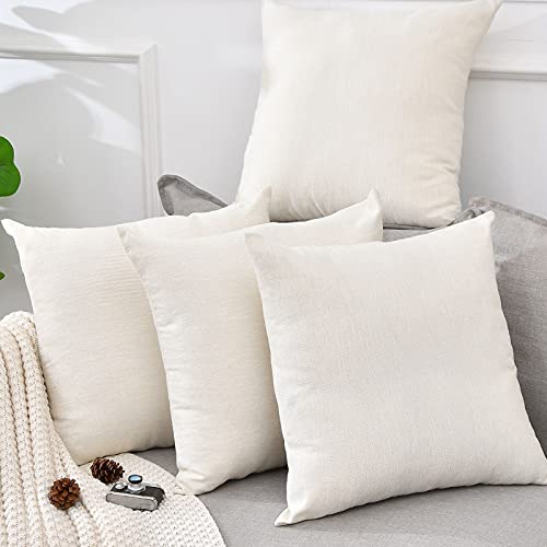 Linen Throw Pillow Covers 16 x 16 Beige Decorative Blank Couch Pillow Covers for Sublimation Bed Sofa Farmhouse Cushion Cases Set of 4 - size: 16" x 16" (Pack of 4)