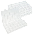 4Pcs 28 Grids Bead Organizer Box, Craft Organizers and Storage, Clear Bead Storage Containers with Fixed Dividers for Fishing Tackle Jewelry Screw Small Parts