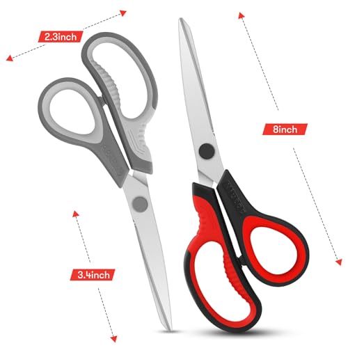 Scissors, Niutop 8" All Purpose Scissors Heavy Duty Ergonomic Comfort Grip Craft Shears Sharp Scissors for Office Home Household Sewing High/Middle School Students Teacher Art Craft DIY Supplies - color: Black/Grey/Aqua
