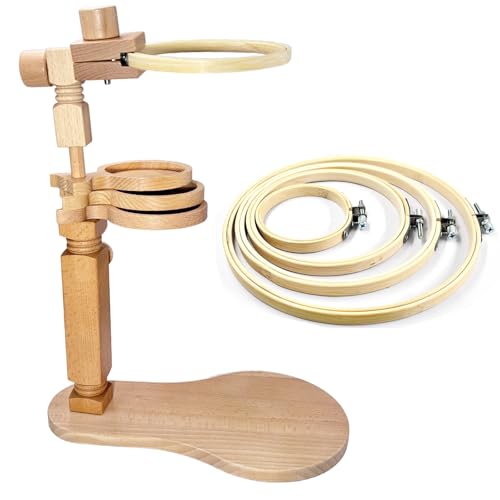 Biaungdo Adjustable Rotated Embroidery Hoop Stand with 5 Pack 5 Sizes