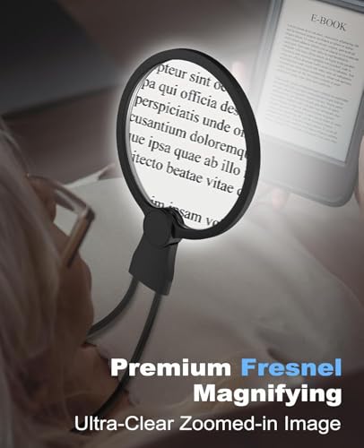 5X Hands-Free Magnifying Glass with 24 LED Lights, 5.12" Rechargeable Magnifier with Flexible Gooseneck for Neck Wear, Large Page Magnifier for Seniors Reading, Repairing, Sewing, Cross Stitch