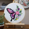 Meecaa Pansy Butterfly Flower Embroidery Kit Starter Set, Hand Embroidery Set,Pattern Printed Cross Stitch Set for Beginner Adults, with Embroidery Hoop and Instructions (Pansies) - color: Pansies