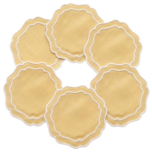 Linen Coasters for Drinks Set of 6, Butter - color: 1118 - Butter, size: 6 inches