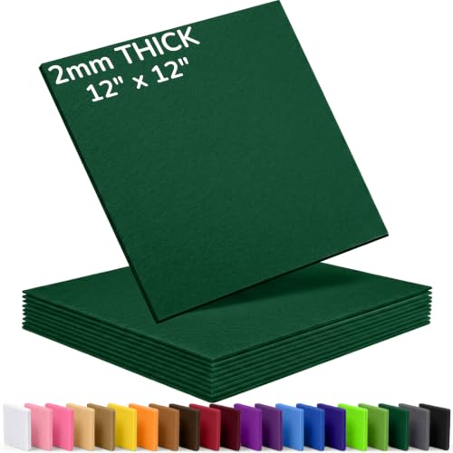 2mm Stiff Felt Sheets 12" X 12" (10 Pack, Deep Evergreen) - color: Deep Evergreen