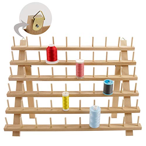 New brothread 60 Spools Wooden Thread Rack - color: Wood Color - 60 Spools