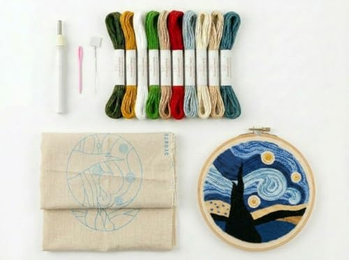 Meoe&heome Punch Needle Kit for Beginners, DIY Embroidery Set with 20+ Patterns(Starry Sky) - color: Starry Sky