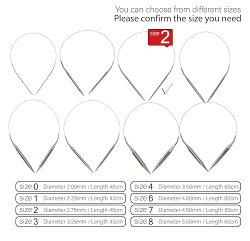 Stainless Steel Circular Knitting Needles Size 2 (2.75mm) 16inch Length - size: US 2(2.75mm) 40mm