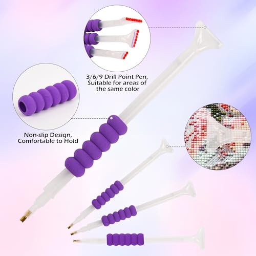 MERATIA Diamond Painting Storage Case Organizer, 40 Slots with Accessories - color: Purple-10 square+30 round bottles