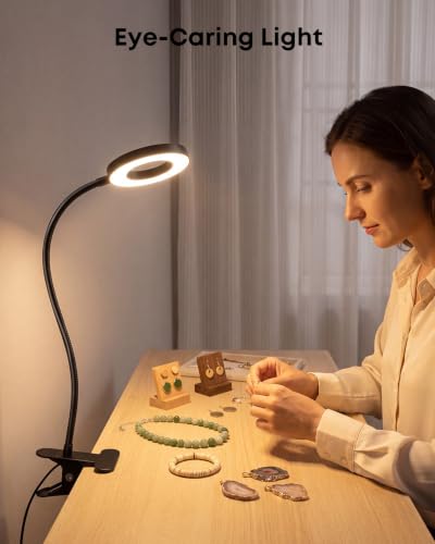 Clip‑On Book Light 5W Desk Lamp, USB Powered Reading Light for Bed - color: Black