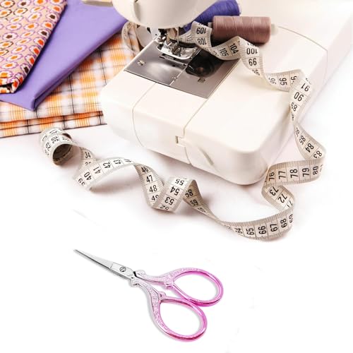 3.6Inch Little Scissors Sewing Scissors with Leather Scissor Cover - color: Silver Purple