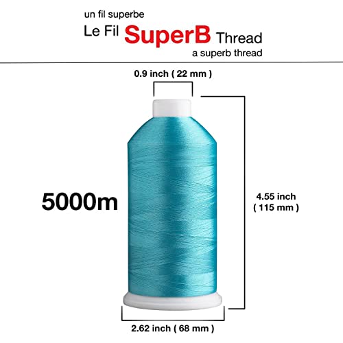 Superpunch SuperB Thread 40wt, 5000 m Cone, Aquamarine Blue 446 - color: Aquamarine Blue 446, size: Pack of 1