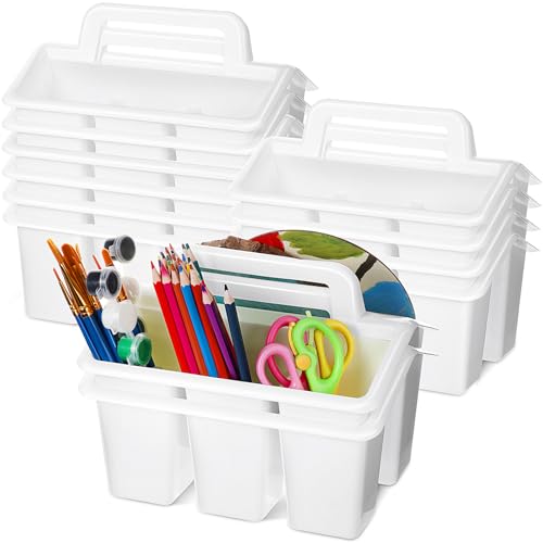 WILLBOND 12 Pcs Classroom Storage Caddies Stackable Utility Caddy, White - color: White