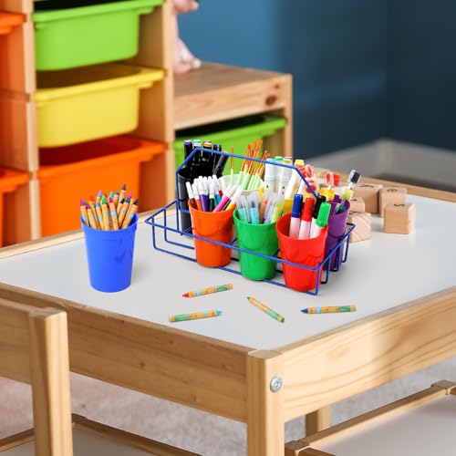 Teenyyou 1 Set Crayon Organizer for Classroom, Marker Caddy and Stand, Blue