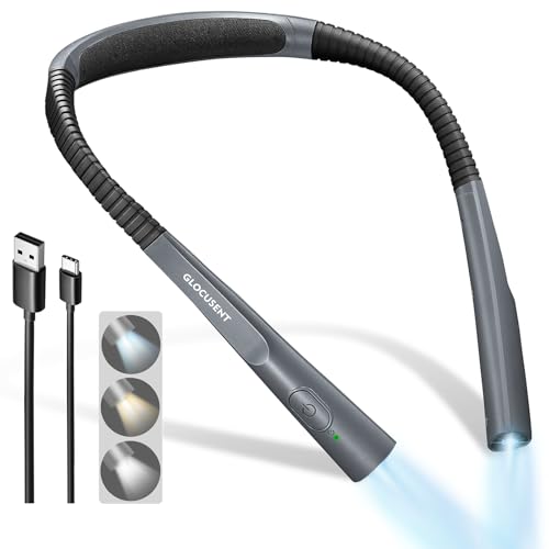 Glocusent Upgraded LED Neck Reading Light, Book Light for Reading in Bed - color: Posh Gray, size: Slim-Medium