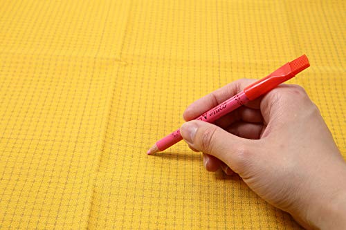 DARUMA Sashiko 100% Cotton Sewing Cloth (42.5 inch x 19.6 inch) with Grid Line and Fabric Marking Pencil Set (Yellow) - color: Yellow