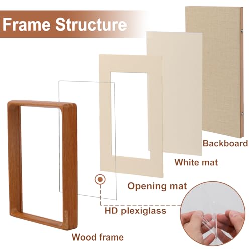 4x4 Picture Frame with 2x2 Mat - Solid Teak Wood Square Frame, Wall & Tabletop Display for Baby & Pet Photos (4x4,Teak) - color: Teak, size: 4X4