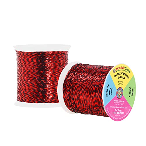 Mandala Crafts Metallic Red Embroidery Floss for Sewing, 218 Yard Spool - color: Red, size: 200M 218 Yards