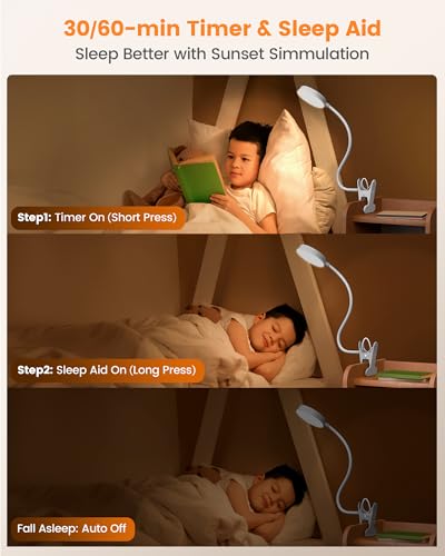 Glocusent 72 LED Desk Lamp for Dorm,Amber Night Light with Remote Control - color: White with Remote