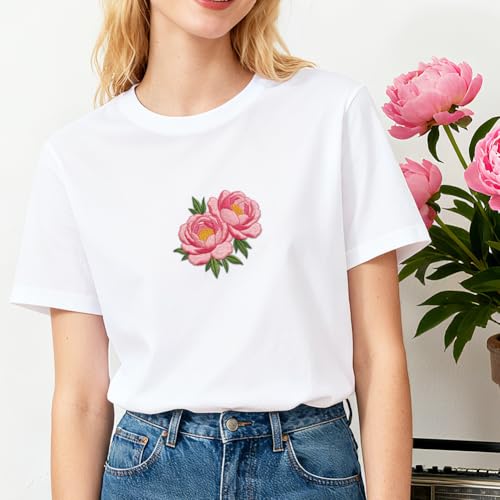 ORIGACH 4 Sheets 16 Pcs Water Soluble Embroidery Patterns Stabilizers - Pre-Printed Blooming Peony Bouquet Designs - Stick & Stitch Embroidery Paper for Hand Sewing Lovers - color: Blooming Peony Bouquet