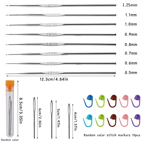 22 Pcs Crochet Hooks Set, Ergonomic Lace Crochet Hook Knitting Needles - size: 22 PCS