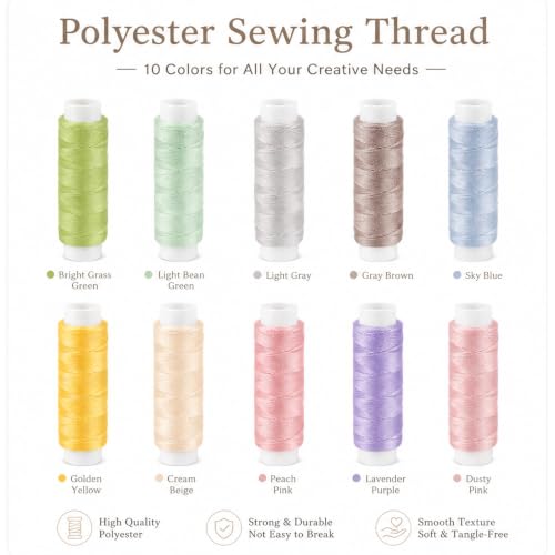 Polyester Sewing Thread 110 Yards Each 10 Colors Assorted Threads - color: Set 2