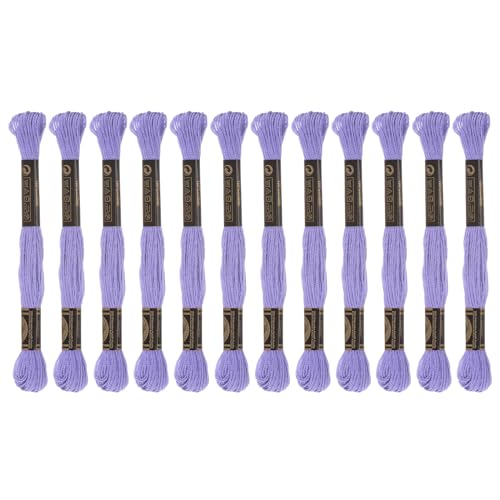 HARFINGTON 12 Skeins Embroidery Floss 8m Each Egyptian Long Fiber Cotton Cross Stitch Thread 26S/2x6 for Embroidery Projects Bracelet, Lavender - color: Lavender