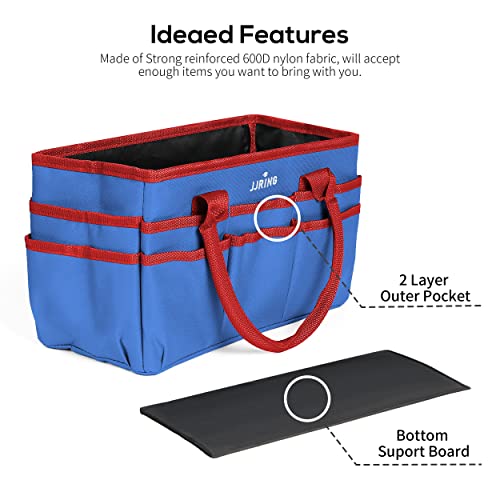 JJRING 600D Nylon Craft & Art Organizer Tote Bag With Pockets, Red And Blue - color: Dark blue, size: Small