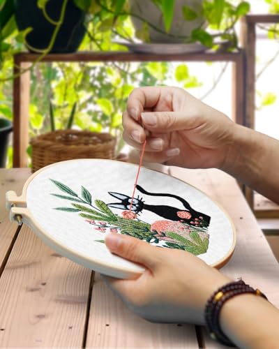 TINDTOP Embroidery Kit for Beginners Adult, Cat Embroidery Kit - color: Cat