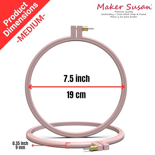 Maker Susan Plastic Embroidery Hoop, Hello Series Cross Stitch Hoops for Beginners, Punch Needle Hoop, Embroidery Frames for Sewing, Needlework, Embroidery Projects (Soft Pink, 2 Pcs Set) - style: Soft Pink