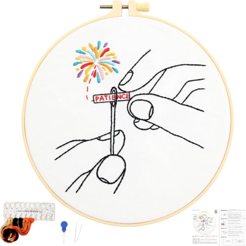 Beginner Embroidery Starter Kit, Easy Hand Embroidery Kits for Beginners Adults, Stamped Cross Stitch Kits for Beginners Adults Craft Kits for Women, Entire Set of Embroidery Supplies & Video Tutorial - color: H21092, size: 8Inch