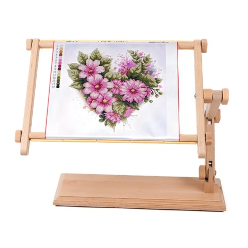 Needlework Table Hands-Free Stand Penguin with Adjustable Frame Tapestry Cross Stitch Embroidery Frame Holder (Beige, 25x32 cm (9.8" х 12.5")) - size: 25x32 cm (9.8" х 12.5")