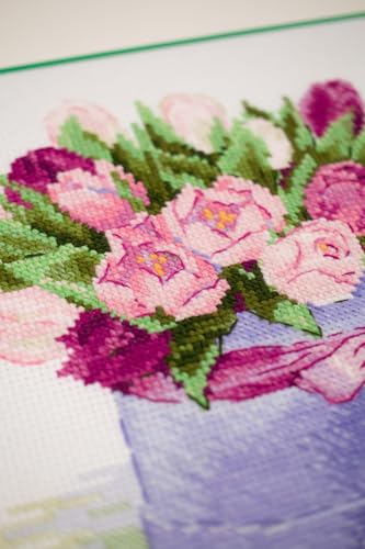 RIOLIS - Tulips Hat Box 2003, Floral Cross Stitch Kits 7¾"x7¾, Cross Stitch Kits for Beginners & Advanced, Crossstitching Kits Adult, Counted Stitching Kits, Flowers Embroidery Kit - style: Tulips Hat Box 2003
