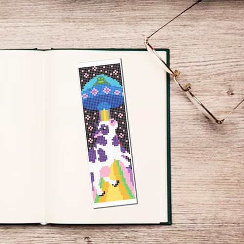 FREEBLOSS 6 Set Cross Stitch Bookmark Kits Alien Pattern Stamped Cross Stitch Kit 11CT Embroidery Kit with Instructions for Beginners 20x6cm/8x2.4inch - style: Alien