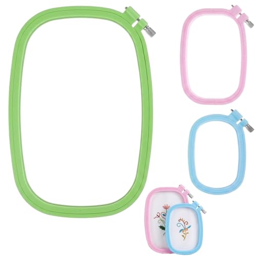 Rectangle Embroidery Hoop, Square Embroidery Hoop Set of 3, Plastic Embroidery Hoops for Cross Stitch, Needlepoint and Silk Embroidery, Multi-Size Crafting Sessions for Beginners and DIY Enthusiasts