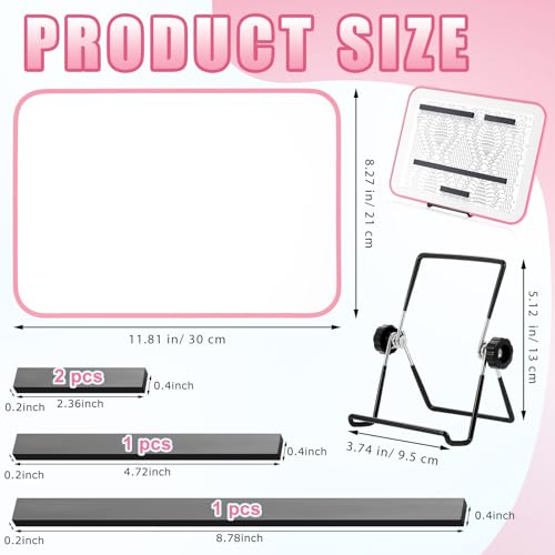 Flutesan 8 x 12 Inches Knitting Pattern Holder with 4 Replacement Magnets Knitting Chart Keeper Cross Stitch Magnetic Board Cross Stitch Accessories and Supplies for Crochet(Pink Border) - color: Pink Border, size: 8.27 x 11.81 Inches
