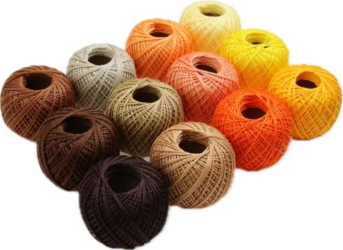 KCS Mercerized Pearl Cotton Thread Size 8 Crochet Needlework Embroidery Threads Ball (12, 12balls05) - color: 12balls05