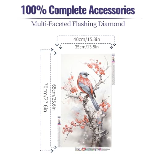 JATOK Diamond Painting Kit for Adults, Bird, 27.5 x 15.7 in - color: Quartz Gray