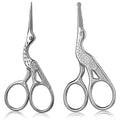 2-Pack Curved & Rounded Stork Scissors, Stainless Steel Professional Beauty Grooming Scissors for Eyebrows, Facial Hair, Dry Skin, Nose Hair.