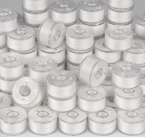 ilauke 90 pcs White Prewound Bobbin Thread, Sewing Thread Bobbins - color: White