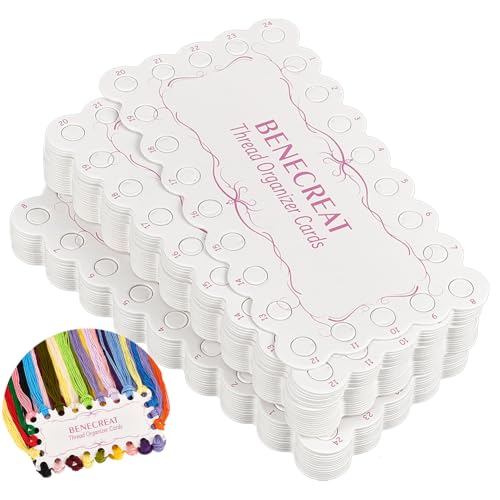 BENECREAT 36Pcs 18-Position Embroidery Thread Organizer Cards, 5.9x3inch Paper Thread Winding Boards, Floss Bobbins for Cross Stitch Embroidery Thread Storage Craft DIY Sewing