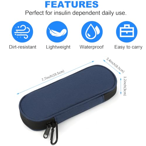Insulin Pen Cooler Travel Case with 2 Reusable TSA Approved Ice Packs, Diabetic Medication Insulated Cooler Bag for Insulin Pens and Other Diabetic Supplies Storage Navy Blue - color: Navy Blue