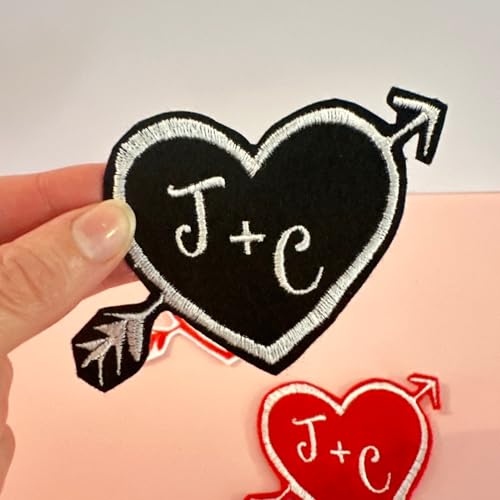 Custom Felt Heart with Arrow Iron-On Patch - with Your Initials - (1 Patch)