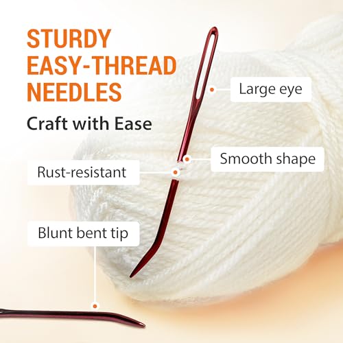 VONEEDL 20 PCS Bent Tip Tapestry Needles with Large Eye - Yarn Blunt Steel Knitting Needles in Storage Box - Perfect for Crochet, Weaving, Darning, DIY, and Crafting - size: 20 pcs