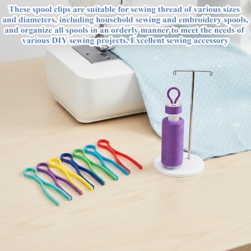 100PCS Bobbin Clips, Bobbin Holder Clips, 5 Colors Thread Spool Clip for Sewing Machine Organizing Embroidery Quilting Accessories