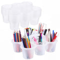 6 Pack 6 Cup Caddy for Classroom Plastic Round Desk Table Caddy, Clear - color: Clear