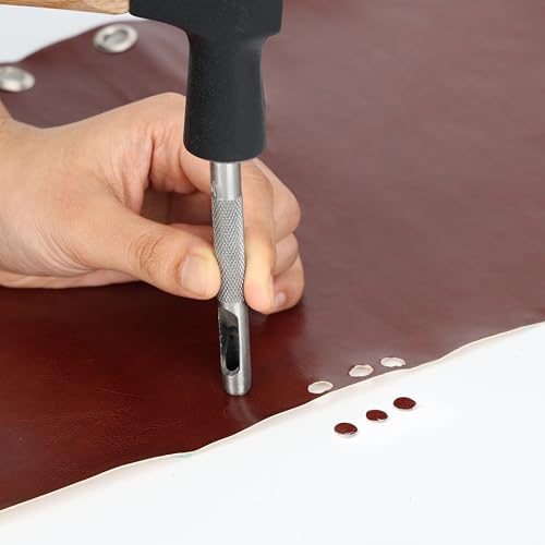 UNCO- Hollow Leather Hole Punch Set, 2.5mm-10mm, 9 pcs, Silver, Carbon Steel Leather Hole Punch Tool with Storage Bag