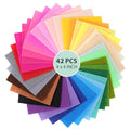 42 pcs Felt Fabric Sheet 4"x4" Assorted Color DIY Craft Squares Nonwoven 1mm Thick